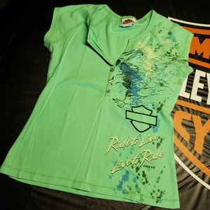 Harley Davidson button down t-shirt small